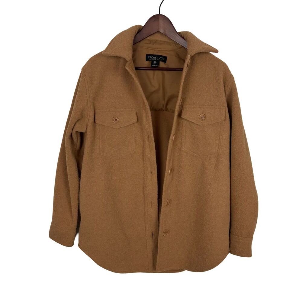 Rachel Zoe Camel Brown Button Front Shacket Shirt Jacket Women's Small